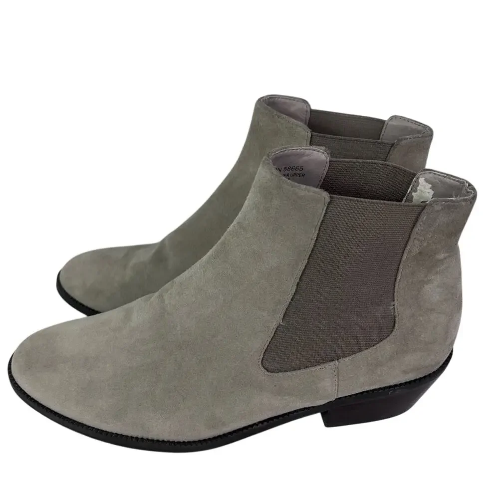 14th & Union Boots Womens 8 W Taupe Ankle Elastic Side Suede Leather